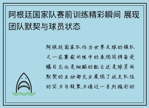 阿根廷国家队赛前训练精彩瞬间 展现团队默契与球员状态